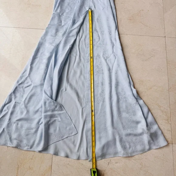 LoveShackFancy Lowry Silk Blend Light Blue Halter Maxi Dress size 0 - Picture 14 of 16